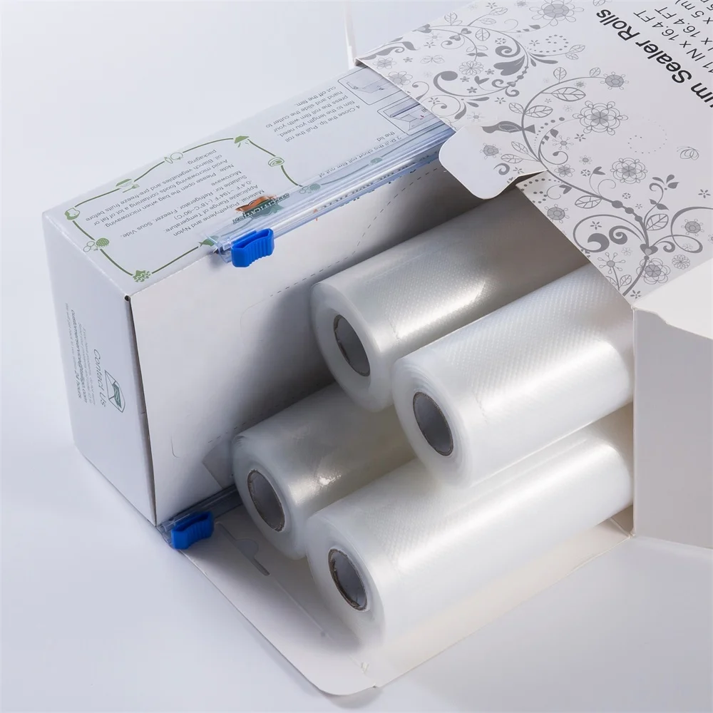 Plastic Bag Manufacture Nylon Resealable Sous Vide Cooking with Cutter Vacuum Sealer Bag Roll Zipper Food Storage Bag