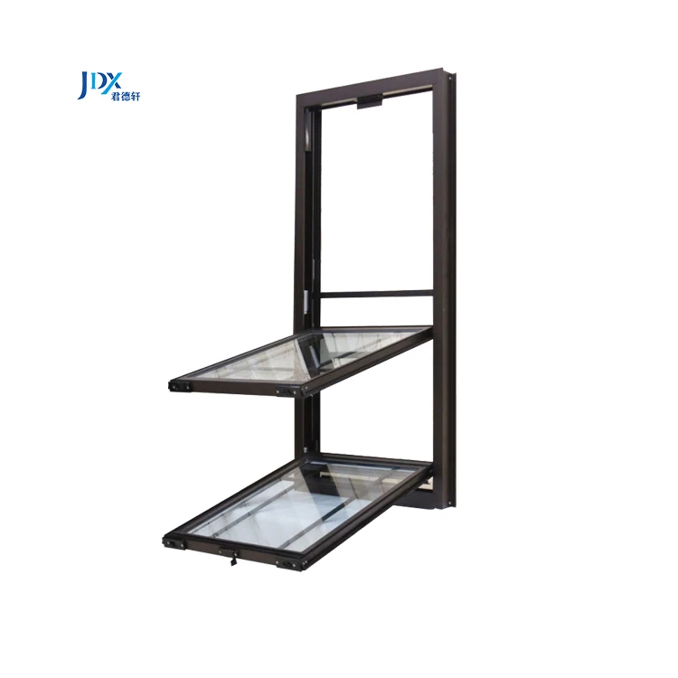 Окна Двойные виниловые новые строительные двойные подвесные прямоугольные окна Сменные одиночные черные алюминиевые