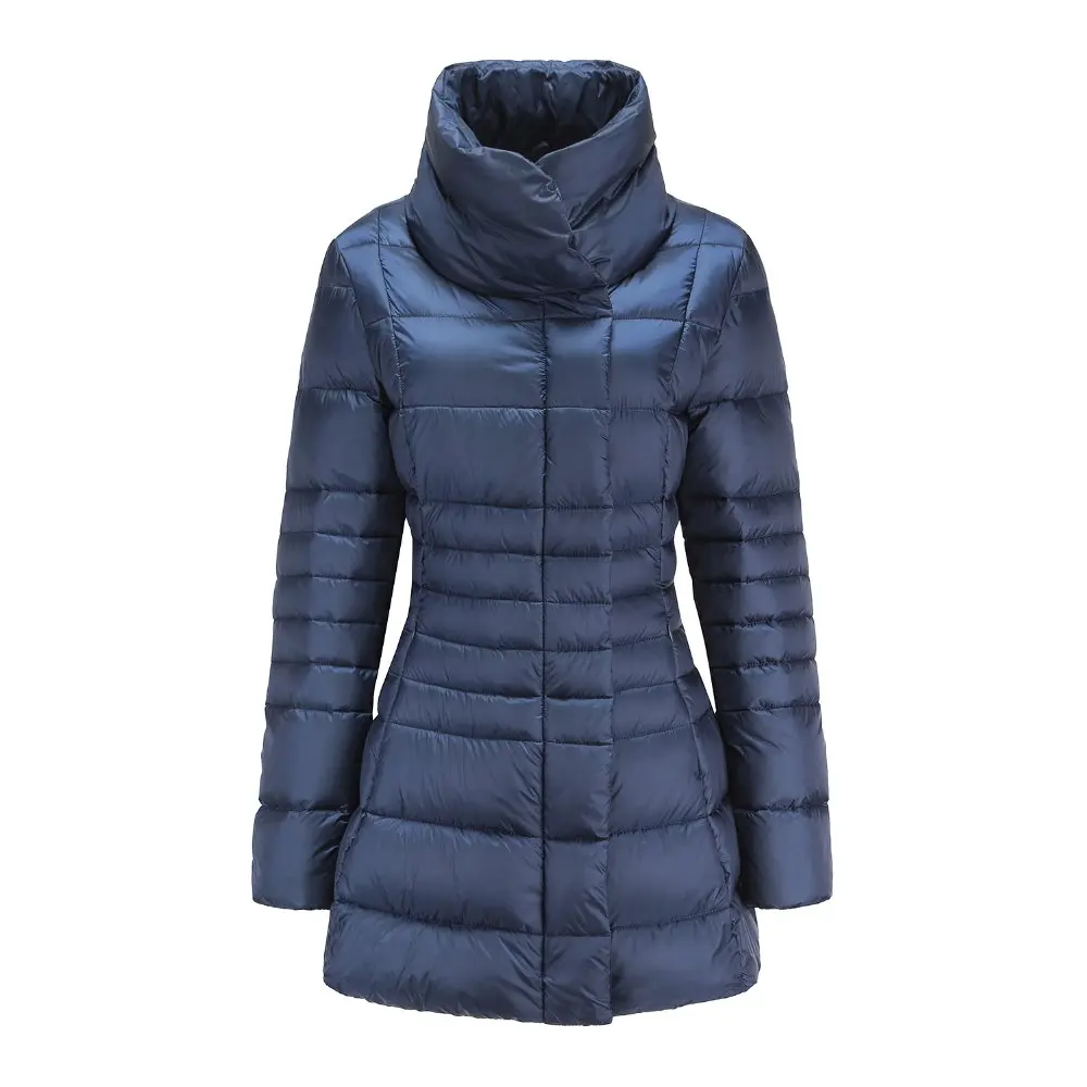 
women winter long style slimming warm trench coat padding down feather jacket overcoat 