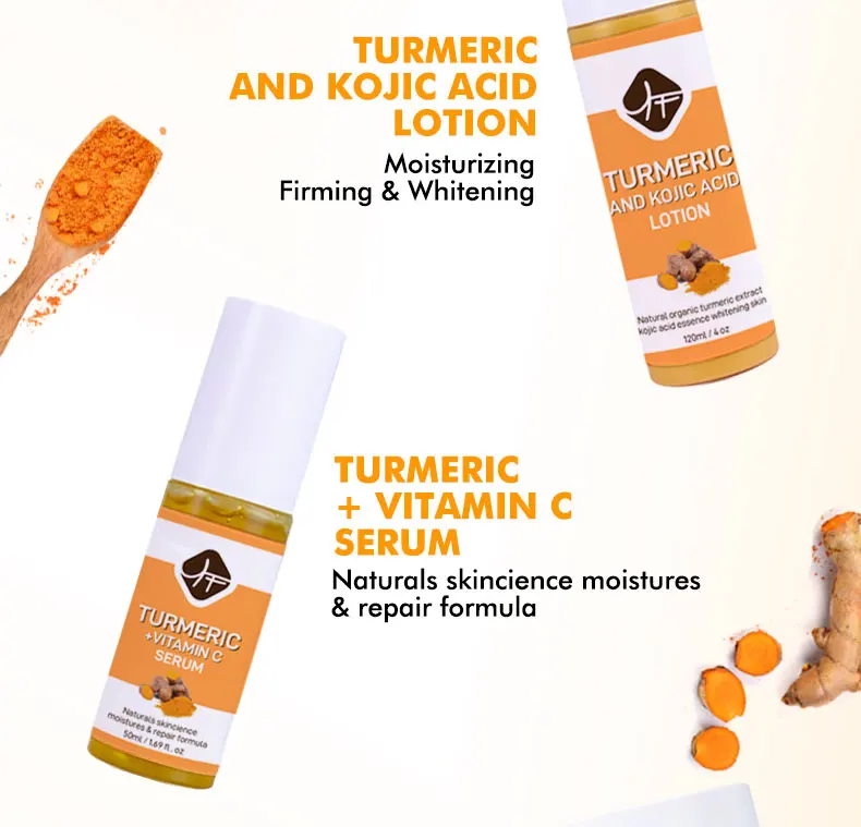 2022 Hot skin care Private Label Best Selling Turmeric Skin Care Set Cleanser Serum Scrub Soap Mask Cream Turmeric Set
