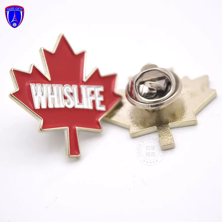 Индивидуальный значок с канадским Кленовым листом Whislife металлическая Посеребренная жесткая эмалированная булавка Металлическая Булавка для лацкана без минимального значения