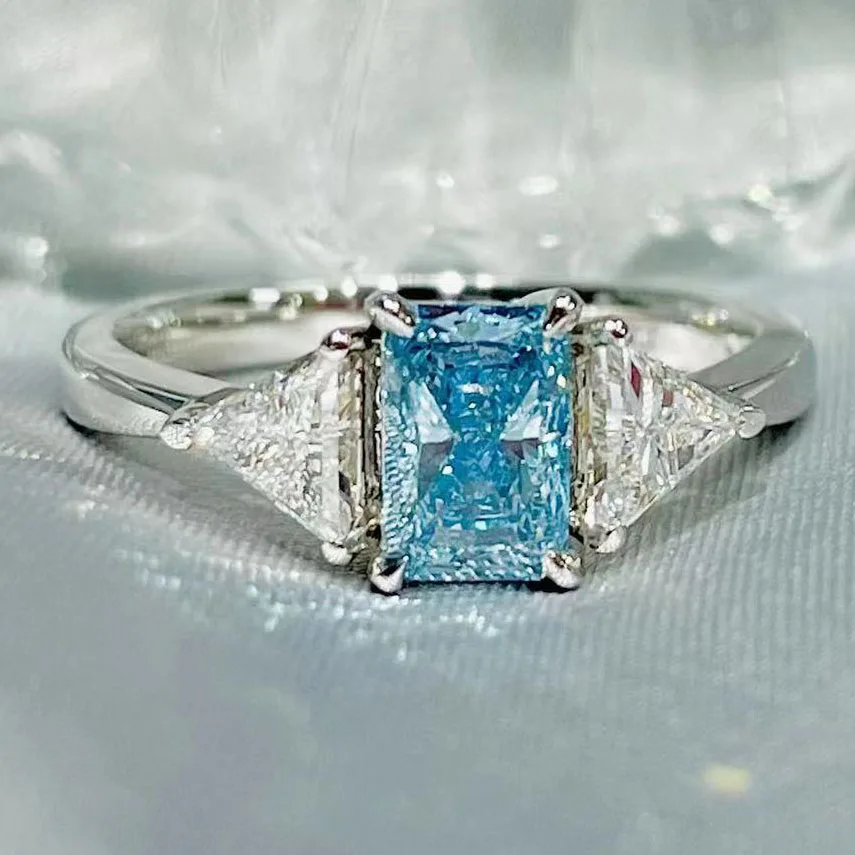 ZKZ jewelry custom loose vvs CVD diamonds india igi certified gia certified hpgt blue diamond ring