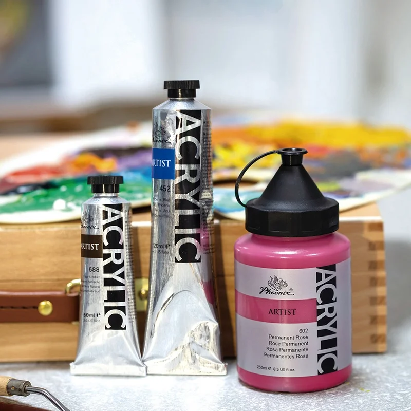 Phoenix Professional High Quality Bulk Quick Dry 60ml Artist Acrylic Paints Set