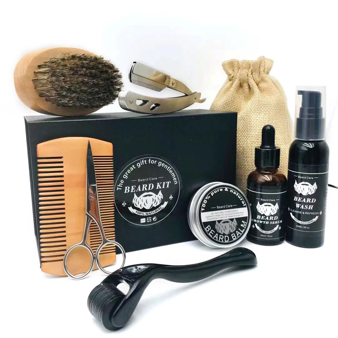For Men Beard Care Gift Set Softening Nourishing Private Label Natural Organic Best Beard Growth Oil Kits