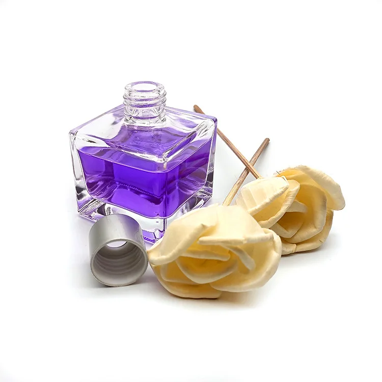Factory wholesale cheap safety rattan aromatherapy diffusors square empty glass bottle