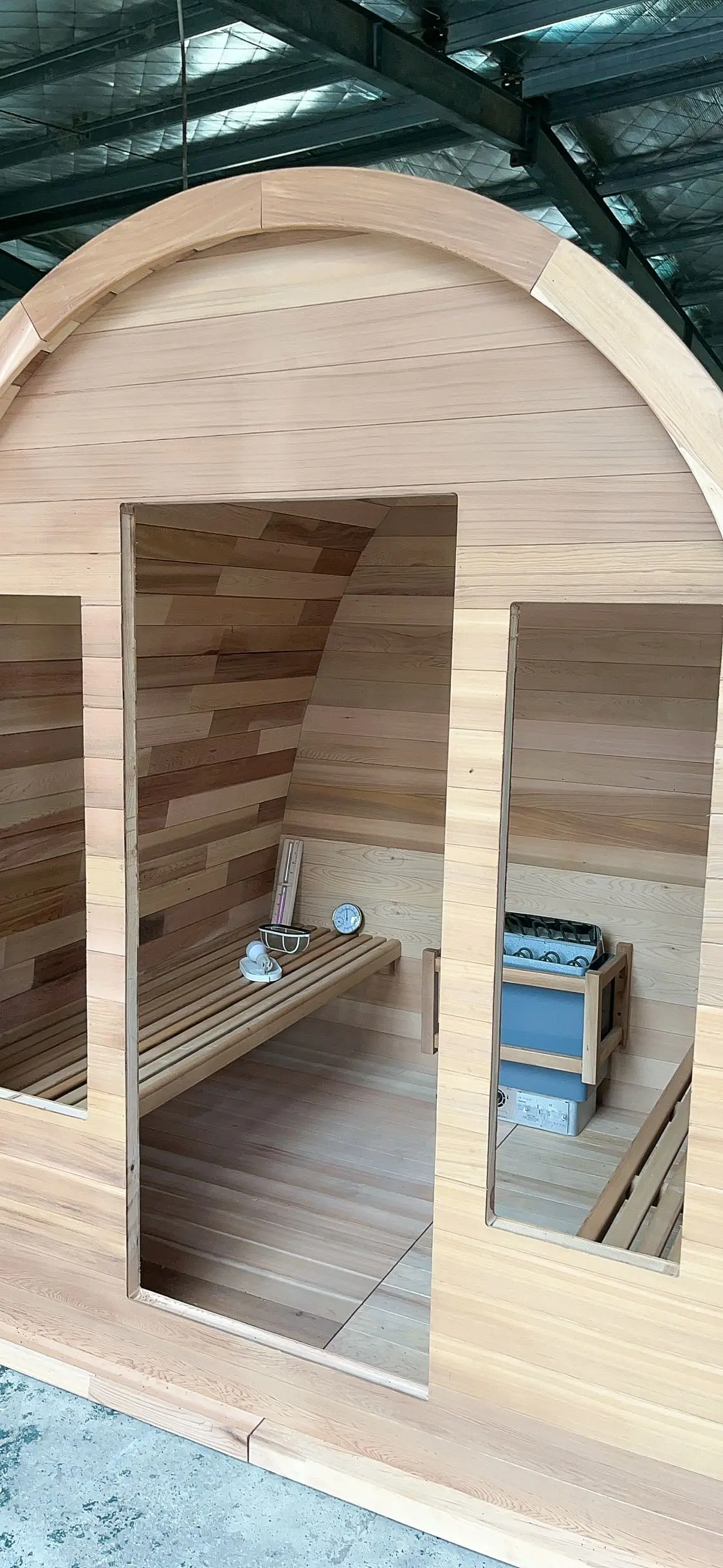 Outdoor rain drop traditional cedar wood dome sauna with Harvia heater