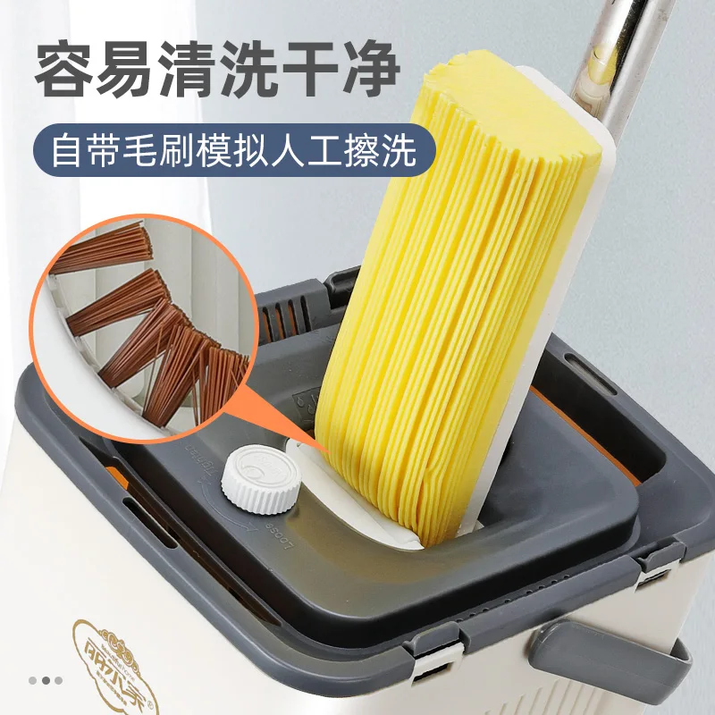 Самоочищающаяся Швабра PVA с щеткой и одним ведром, 2 в 1, швабра PVA для сухой и чистой уборки