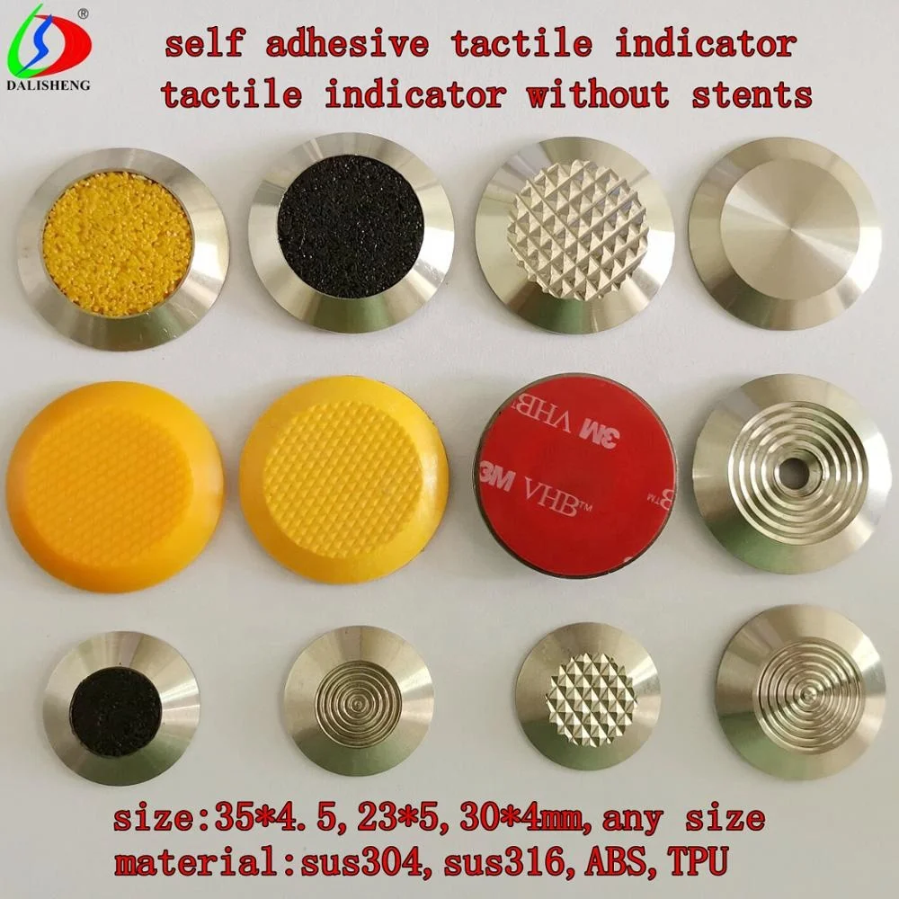 metal 304 /316 stainless steel blind tactile tile warning indicator stud strip ,brass TPU ABS plastic tactile indicator