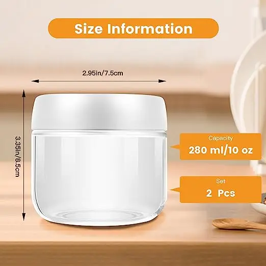 10oz Glass Jar with Screw Lid Leak Proof Clear Glass Overnight Oats Jars Reusable Small Glass Jars for Overnight Oats Fruit