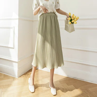 YiXin 2023 Spring Summer New Design Pleated Skirt Women Slim A Line High Waist Wholesale Long Skirts For Women