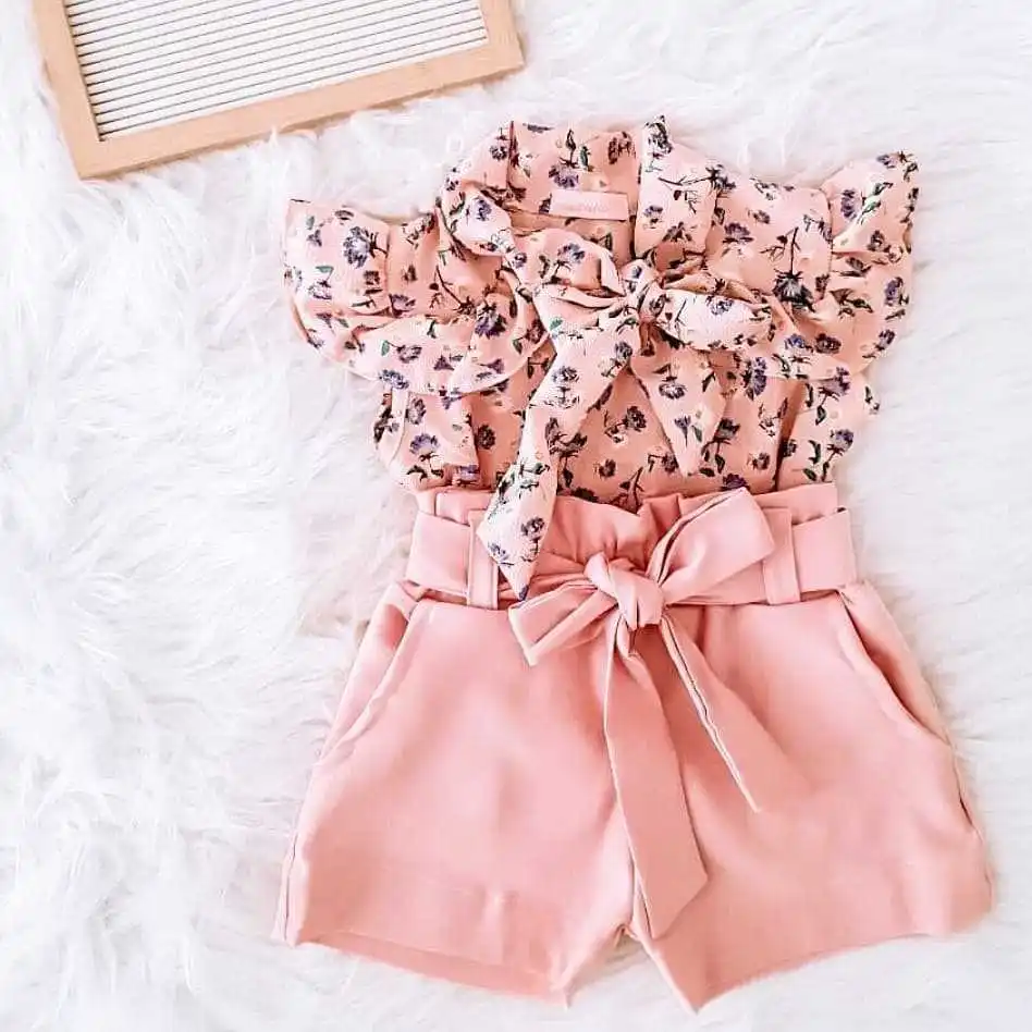 Hot selling products lace top big bow toddler girls boutique summer 2021 clothes kids pants set fashion