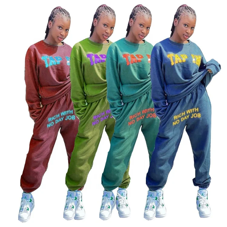 LW YW0474 персонализированный модный уличный костюм с принтом Повседневная Толстовка капюшоном комплекты для бега высококачественные женские спортивные костюмы тренировок