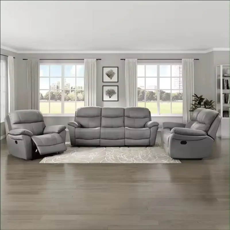 Sans Factory Customized Manual Glider Microfiber Fabric 6 Seater Recliner Sofa Leather