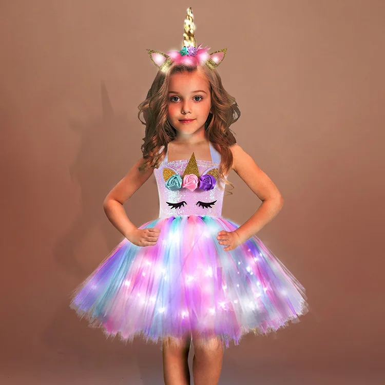 Unicorn Dress for Girls Princess Kids Halloween Party Costume with Tutu Costume Dress