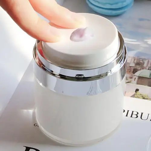 In stock high quality cosmetic packing 15ml 30ml 50ml pp airless pump cream jar air tight container pump acrylic jars