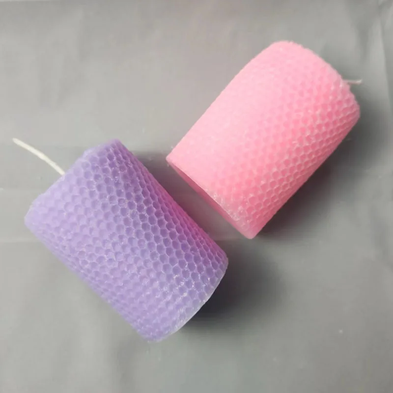 Factory price pillar candle creative design honey comb shape pink/purple candles home fragrance