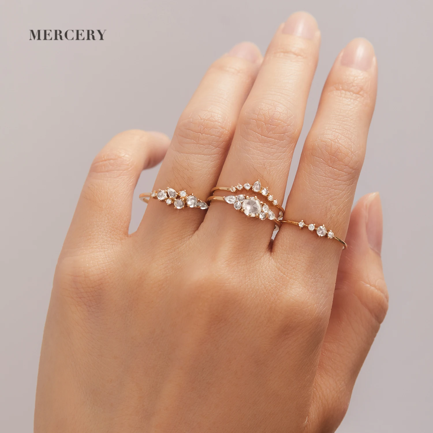 Mercery Fashion Luxury Jewelry Gemstones For Jewelry Making White Sapphire Rings 14K Solid Gold Rings For Women