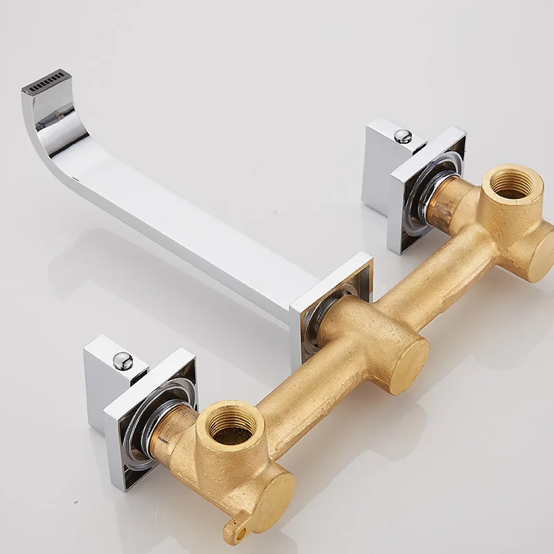 
High quality brass wall mounted mixer tap hidden basin faucet in-wall concealed wash basin mixer 