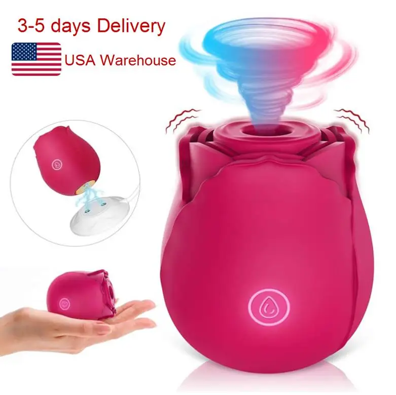 Free shipping from USA Warehouse Rose Shape Vagina Sucking Vibrator Nipple Sucker Oral Clitoris Stimulation Sex Toys for