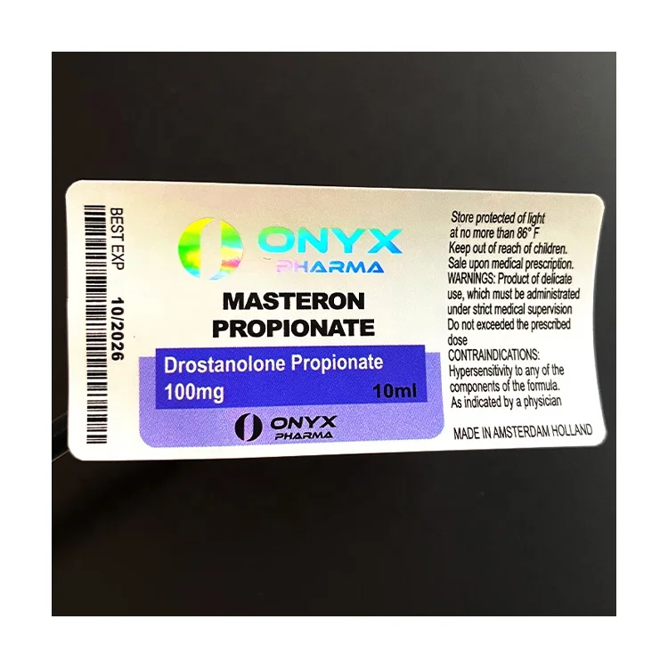 Vial label and box 82 - DRO P 100mg/ml ONYX PHARMA printed glass bottle paper label steriode labels 10ml vial
