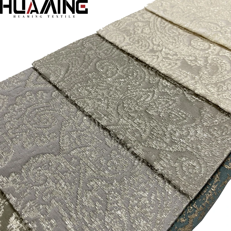 Zhejiang China Factory Damask Pattern Yarn Dyed Woven Jute Linen Fabric for Upholstery and Home Textile