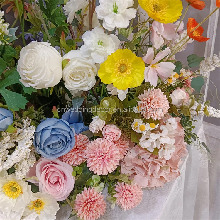 Hot Summer Flower Table Runner Luxury Artificial Flowers Table Spring Flower Runner