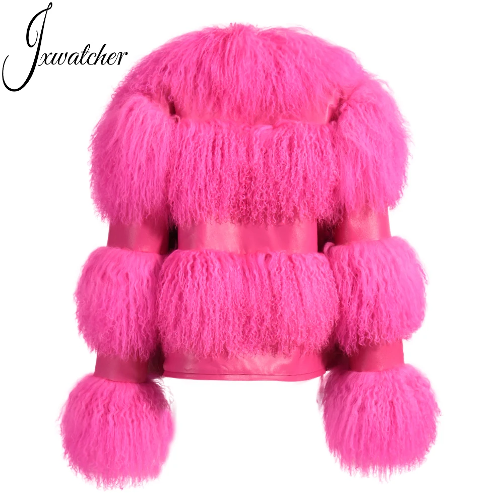 Wholesale Detachable Real Mongolian Fur Splicing with Lambskin Leather Thick Warm Long Women Fur Fluffy Coats 2024