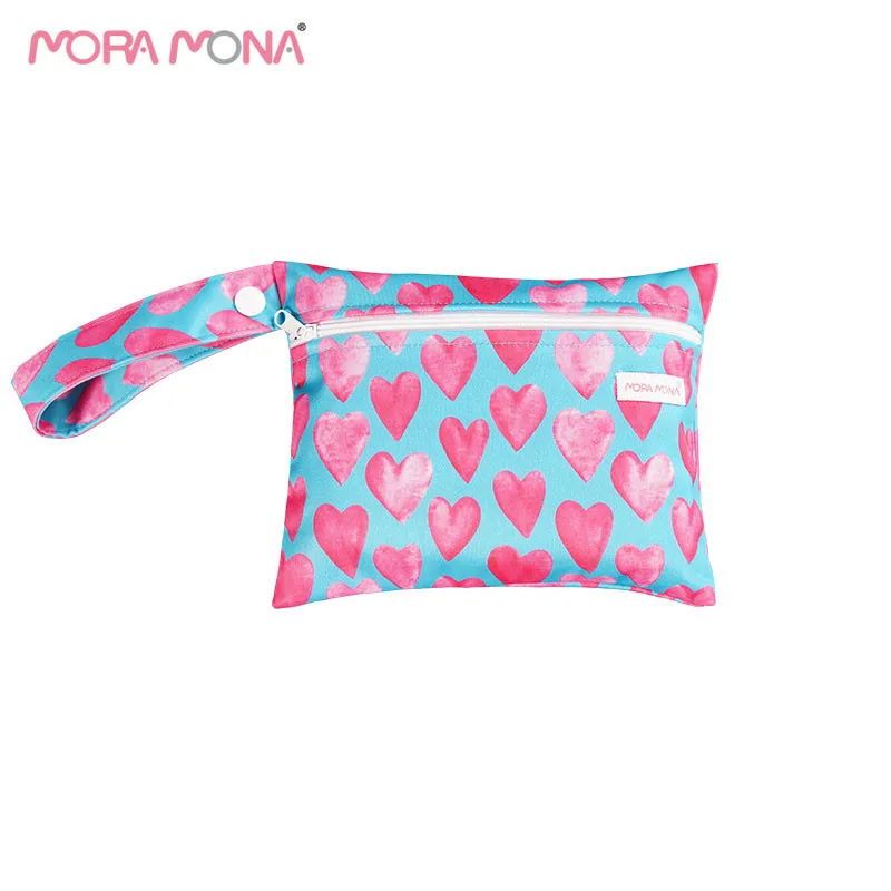 Moramona 18*14cm Eco-friendly Portable Waterproof Snack Bag Cute Pattern Reusable Menstrual Pad Wet Bag