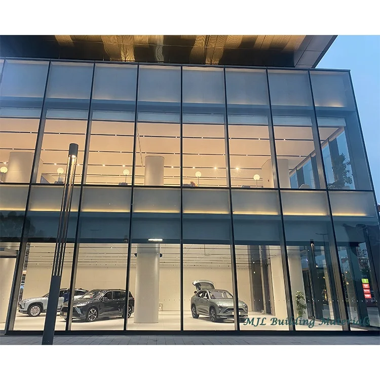 Minimalist Construction Exterior Window Wall Aluminum Frame Building Low E Curtain Glass