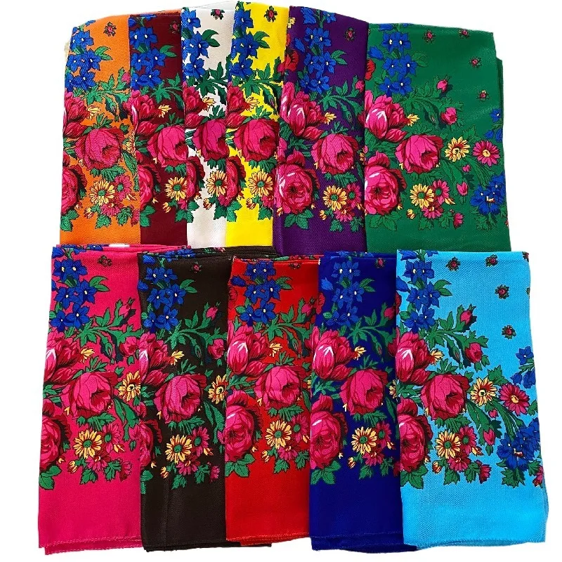 Wholesale Premium Acrylic Head Wrap 70*70cm Square Russian Scarf