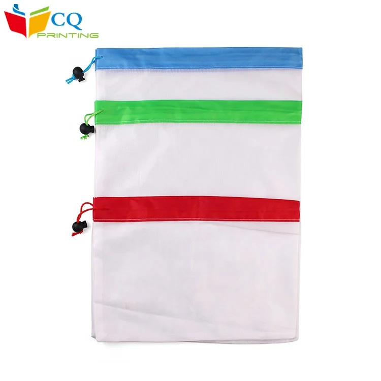 New arrival wholesale reusable eco friendly 50D mesh bags for fruits and vegetables packaging on promotion