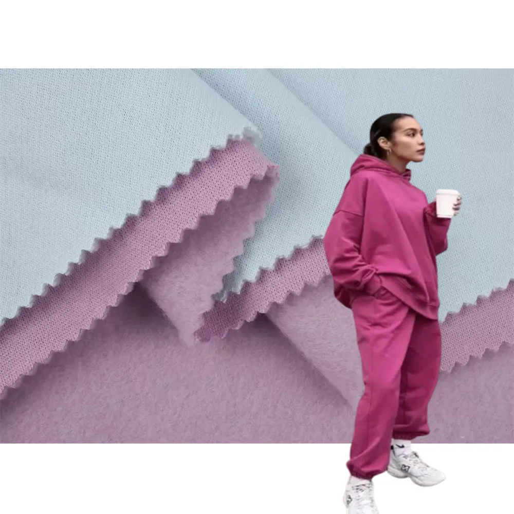 ZM015 Factory Knit Fabric Polyester Sweat T Shirt Hoodies Fabric Comfortable Soft Polar Fleece Fabric