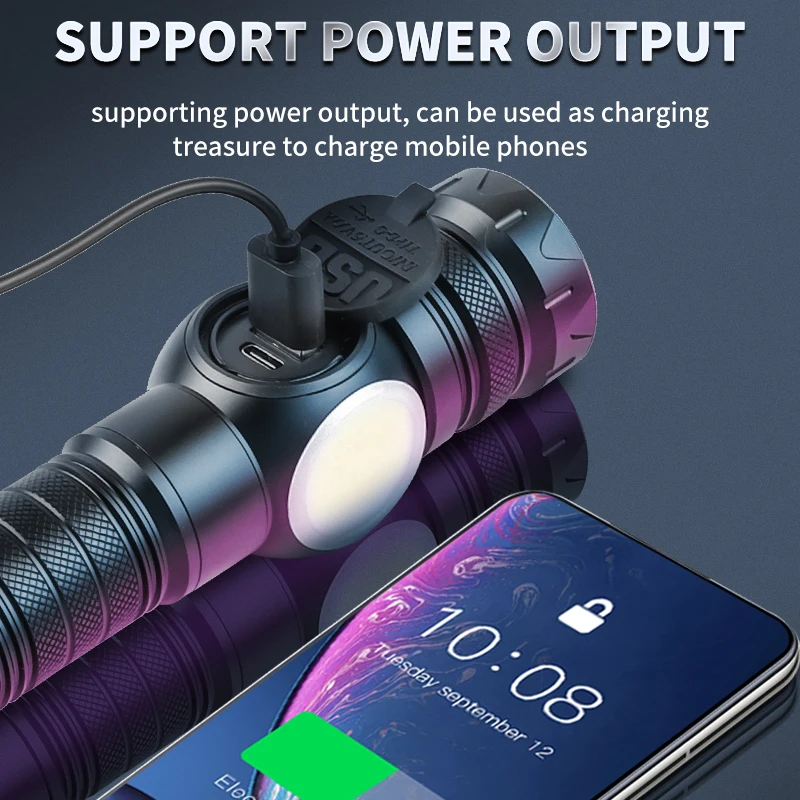 High Power LED Flashlights 1000+ Lumens Waterproof Rechargeable Tactical Lamp COB Led Torch Rechargeable Led Lights with Magnet