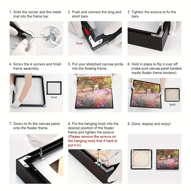 Bulk Custom Large size  48in Brushed Black Floater Aluminum metal Picture frame for canvas prints Painting Frame