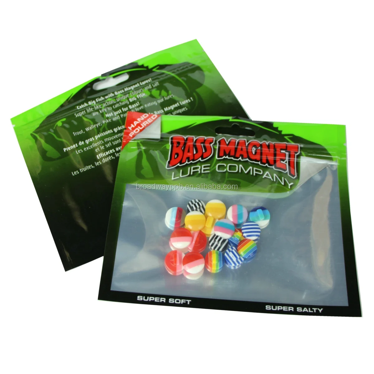 Digital printing Custom Plastic soft fishing baits worm bag lures packaging zip lock fish baits bag