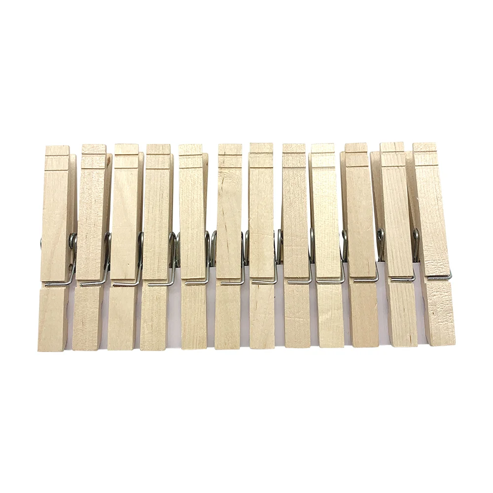Factory-direct High Quality Non Staining Natural Wooden Clothespins 7.4cm Birch Wooden Clothes Peg