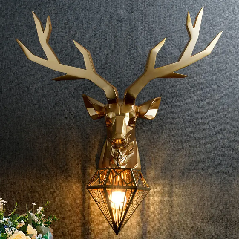 2022 Light Luxury Living Room Background Wall Hanging Decoration Beside Lamp Deer Wall Light