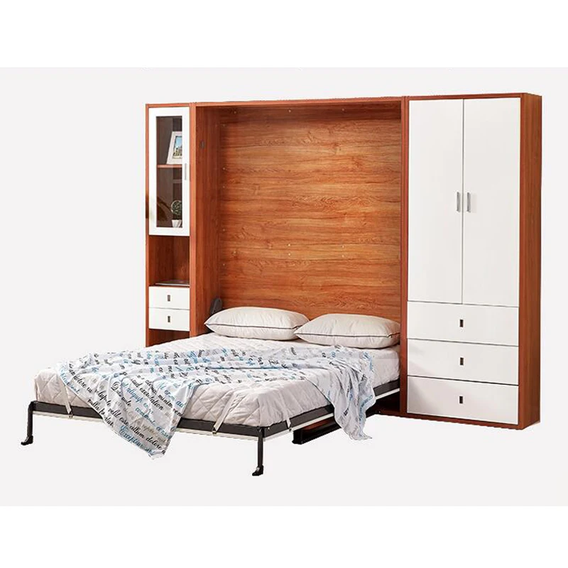 Sunrise smart furniture horizontal transformable folding murphy hidden wooden wall bed with desk