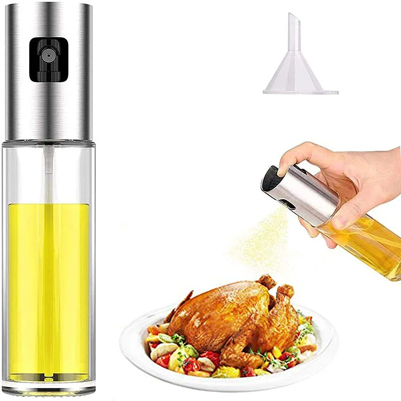 
3-piece Oil Sprayer Set Olive Oil Dispenser for Cook, Oil Dispenser with Brush Funnel, Glass Sprayer Bottle with Measurements 