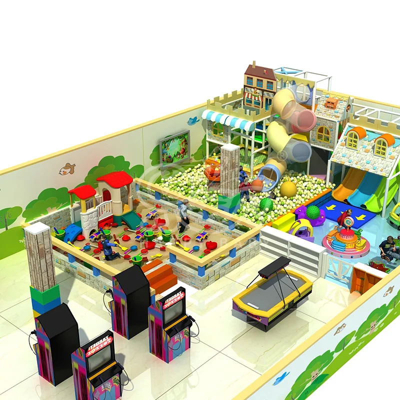 design shopping mall restaurants jungle theme kids electric game toys sand pit tube slide full set soft play equipment canada