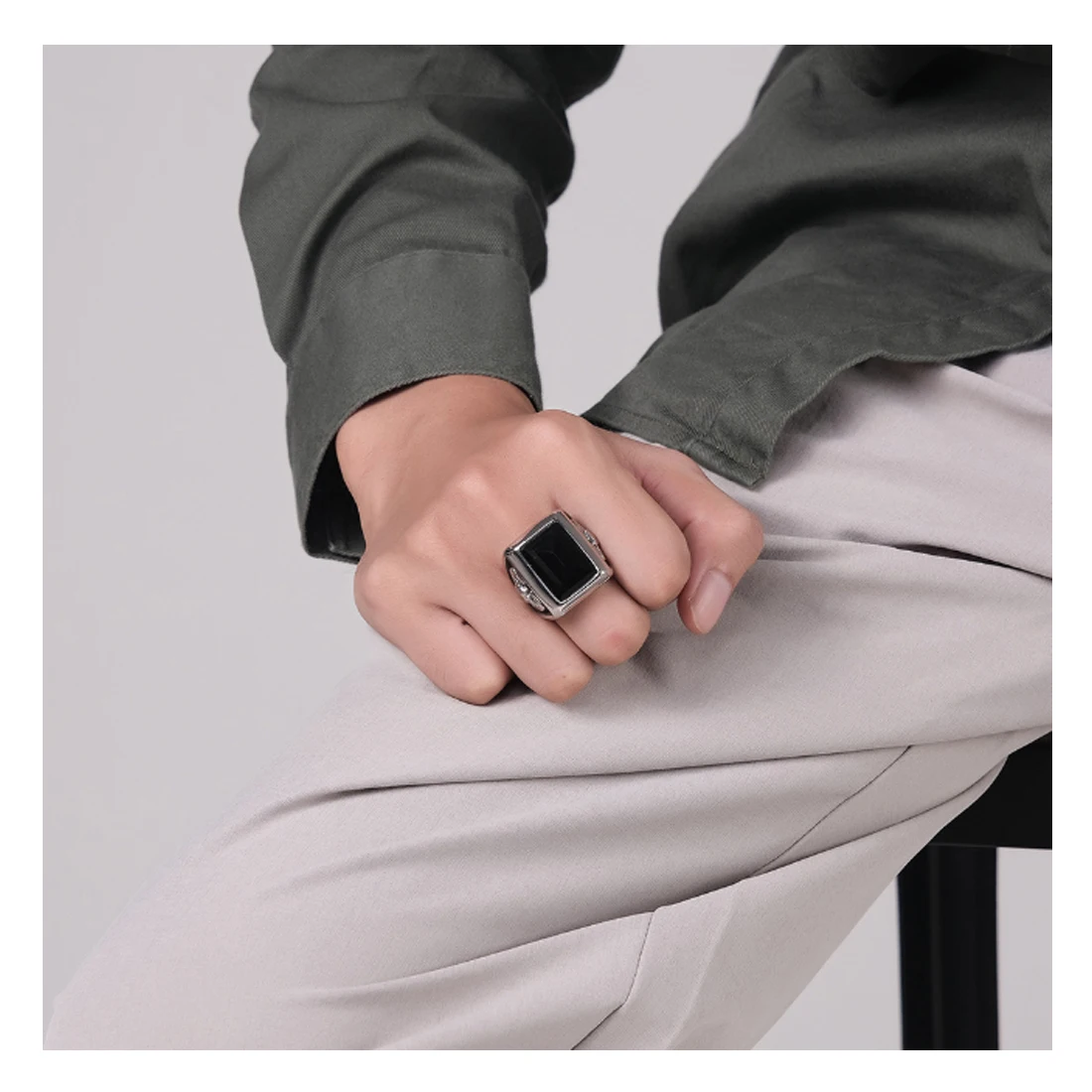 Vintage Style AG Masonic freemason plumb secret society stainless steel men ring In Stock