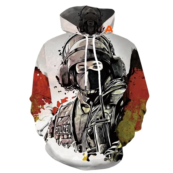 Oversize 3D Print Hoodies Men Rainbow Six Siege Sweatshirts Hoodie Printed Sweatshirt War Casual Germany Mens Clothing Hoody