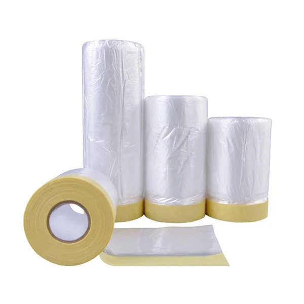 EONBON Painters Plastic With Tape Pre-Taped Masking Film Automotive Best Tape And Drape Paint Adhesive Pre Taped Masking Film