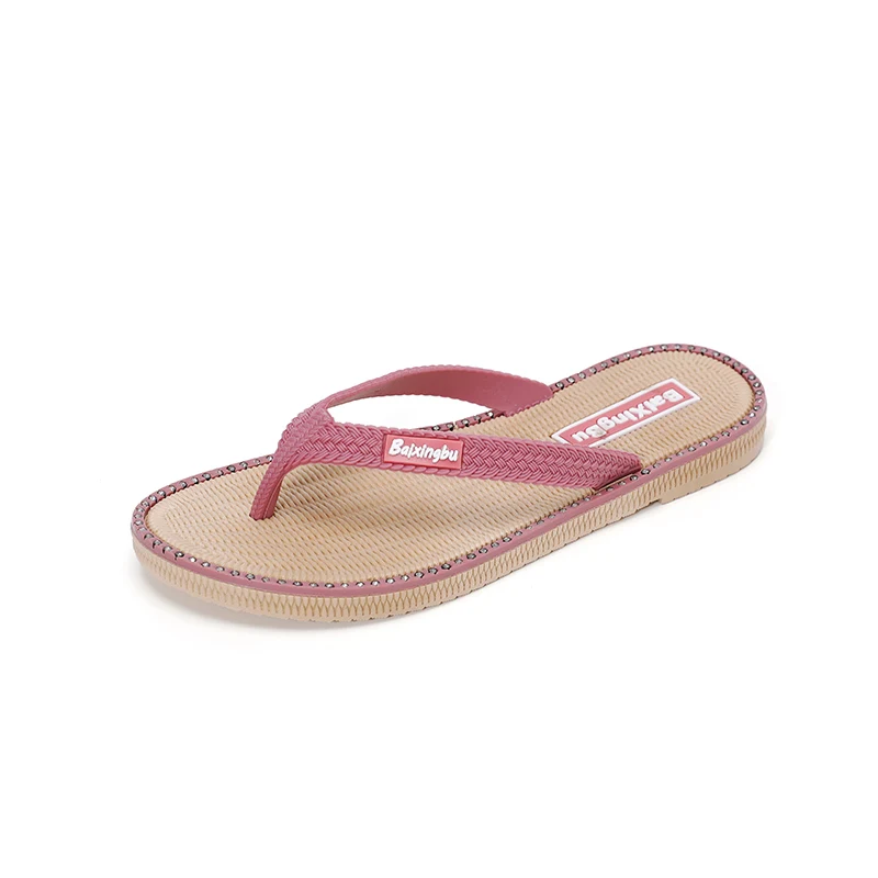 Young women flip-flops trend non-slip students wear high-end flat flip-flops casual web red PVC home bathroom slippers