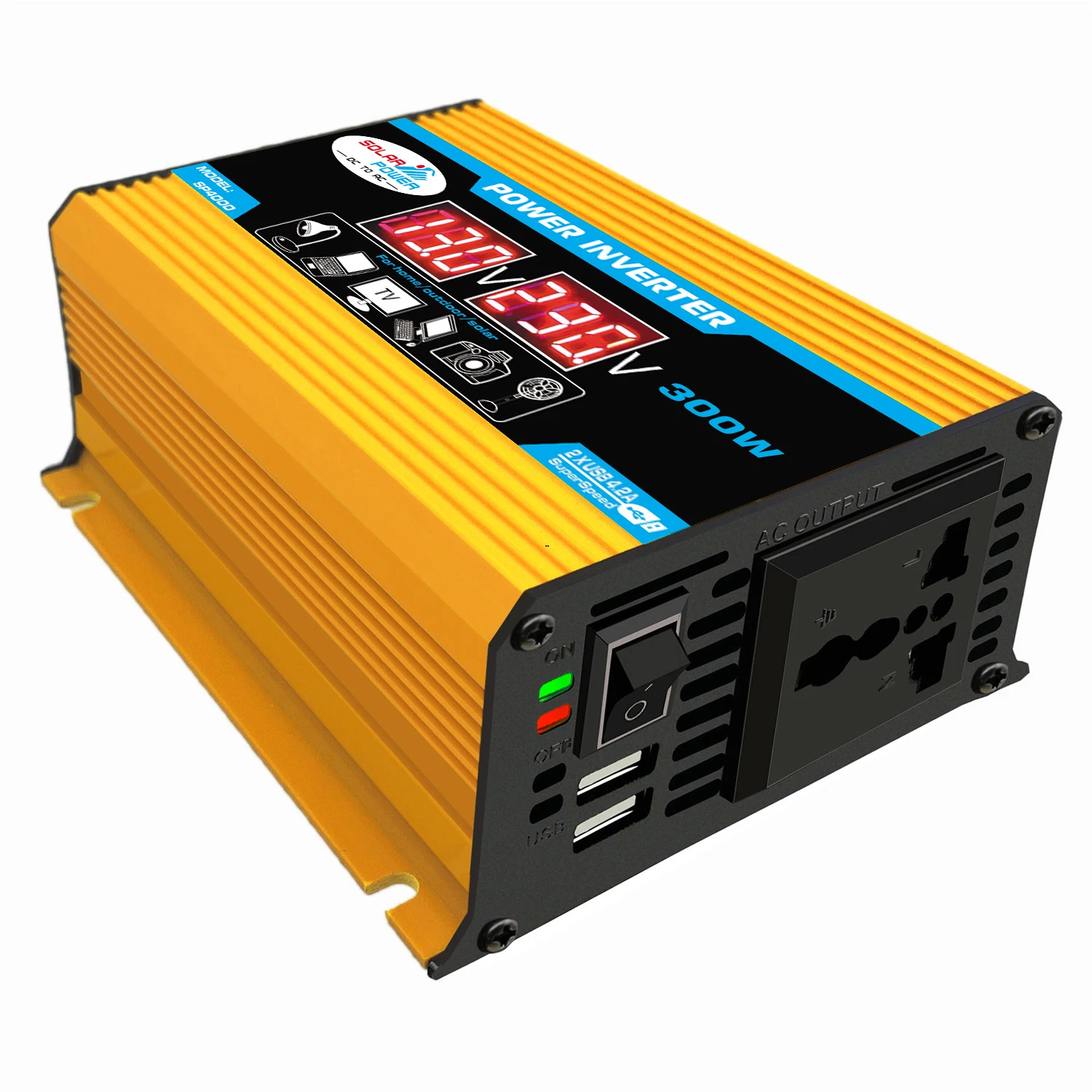 Shenpu 300 Ватт инвертор 12V к зарядному устройству общие розетки 110V автомобильный