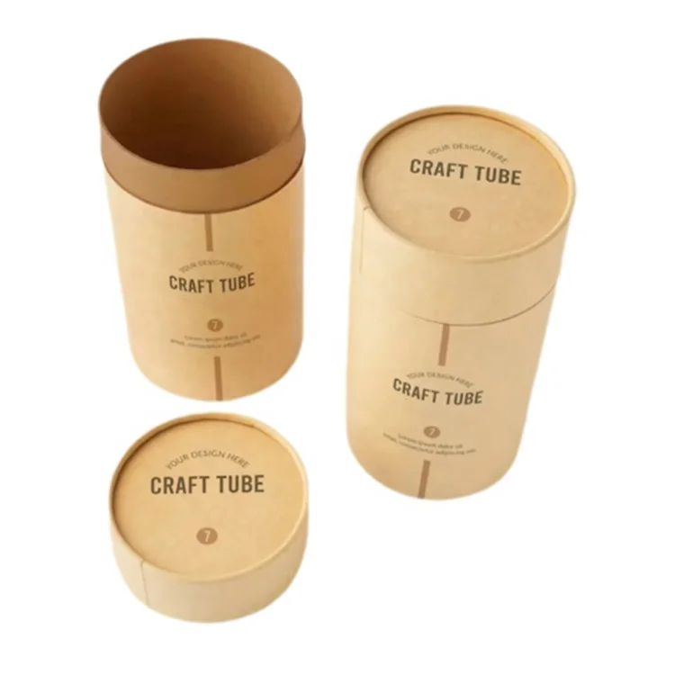 Custom printed cylinder cardboard round Kraft box craft coffee bean paper tube packaging for tea package