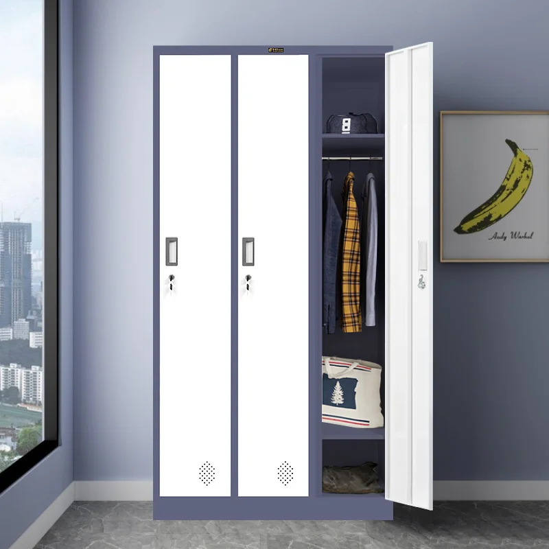 clothes durable cabinet easy to install 3 door metal locker for home