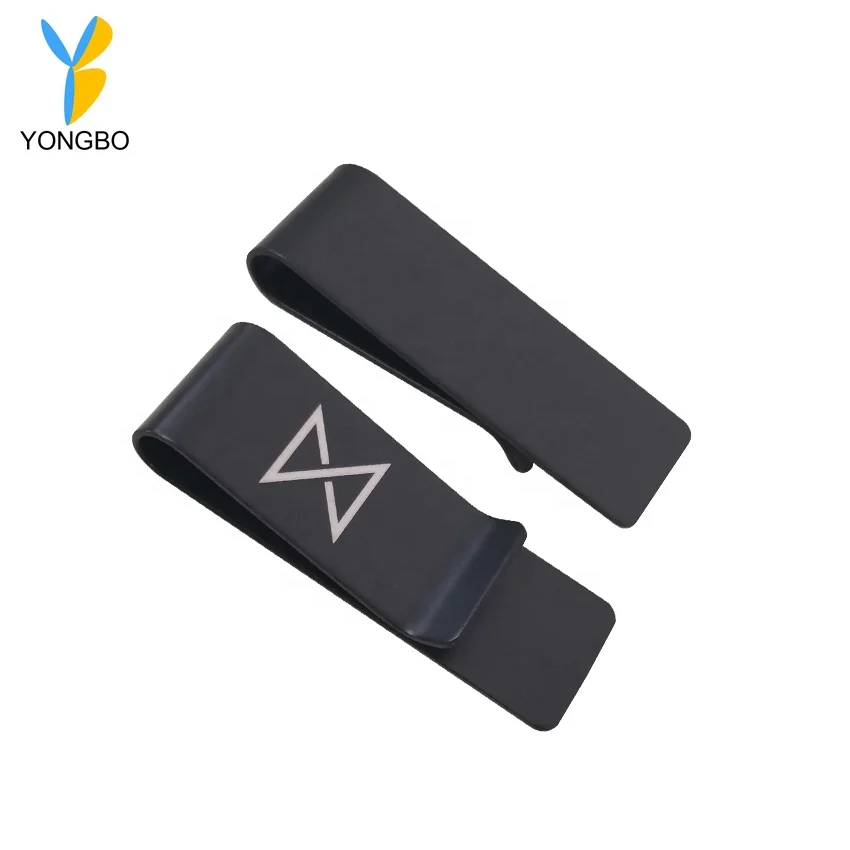 Custom Logo Money Clip Black Wallet Slim Pocket Cash ID Credit Card Money Holder Bill Clip Clamp Gift