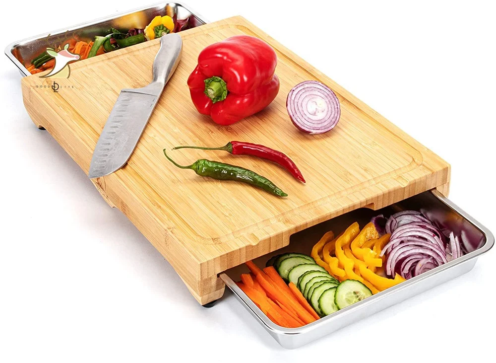 Bamboo  Wooden Chopping Board Cutting Board With Drip Groove Extra Large Size Cutting 45cm x 30cm x 2cm for Meat Vegetables