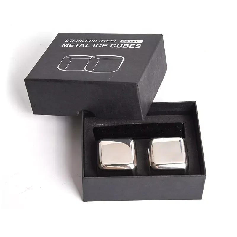 Factory Food Grade Whiskey Chill Stones Wholesale Square Reusable Ice Wine Stone Bar Tools 304 Stainless Steel Ice Cube